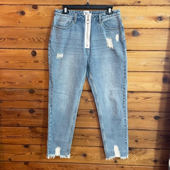 Princess Polly Circle Front Zip Up Jeans sz 8 - Picture 3 of 13